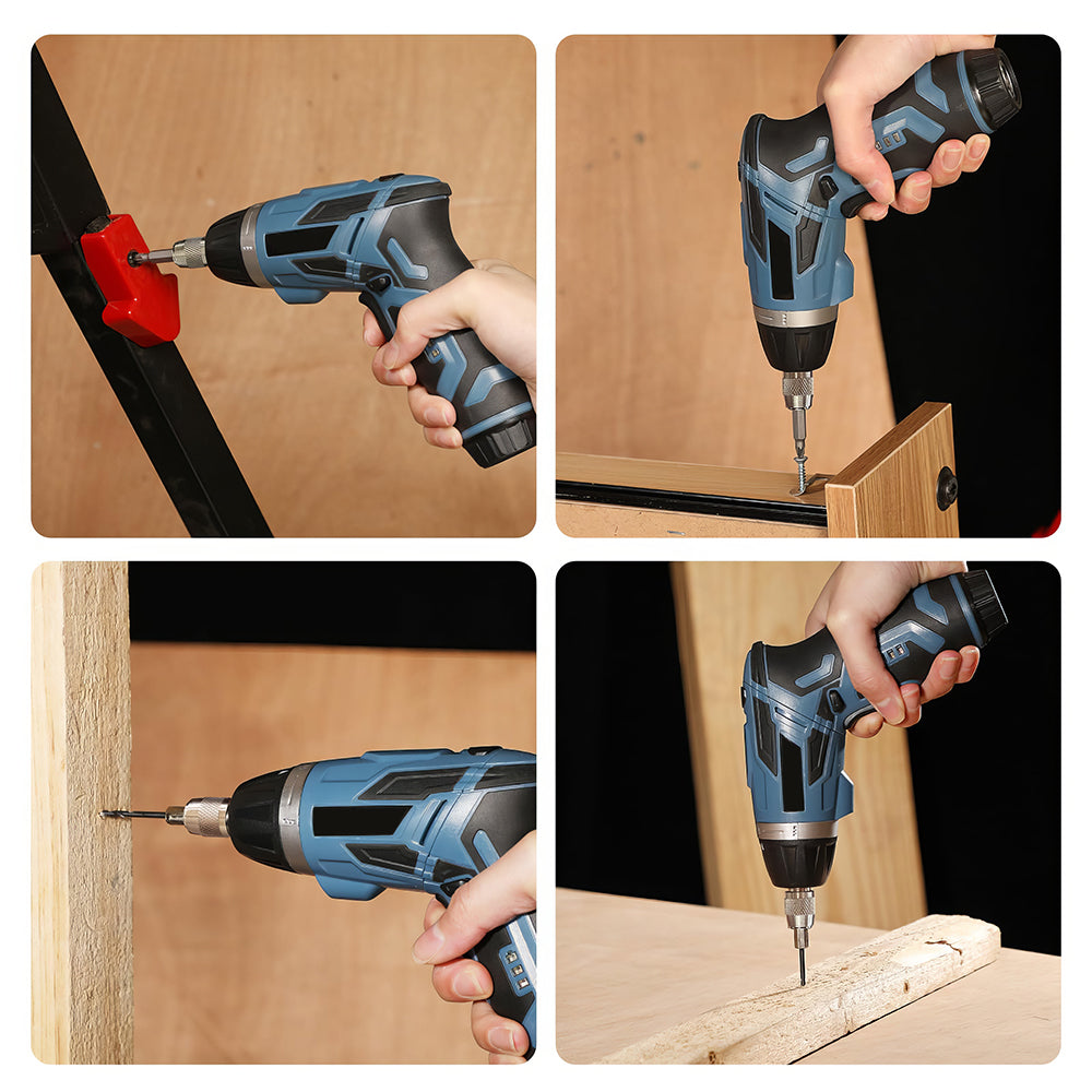 Cordless Electric Screwdriver 4V Rechargeable with LED and 11 Bits