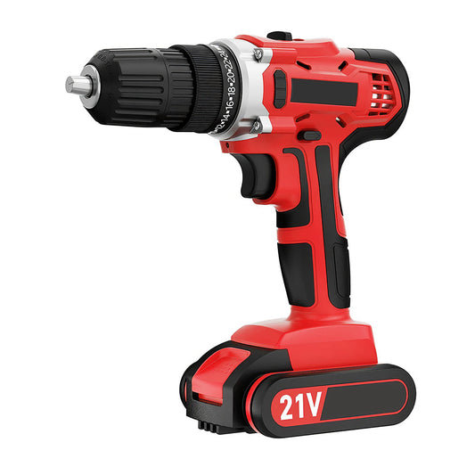 Cordless Handheld Power Drill Set 21V with Battery, Charger & LED Light