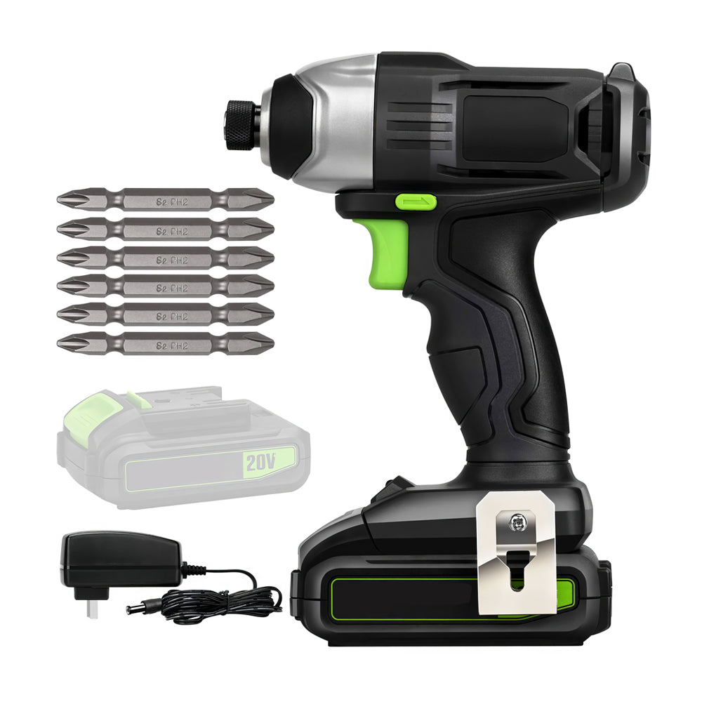 Cordless Impact Driver 20V 14 Inch Hex Quick Change with Battery