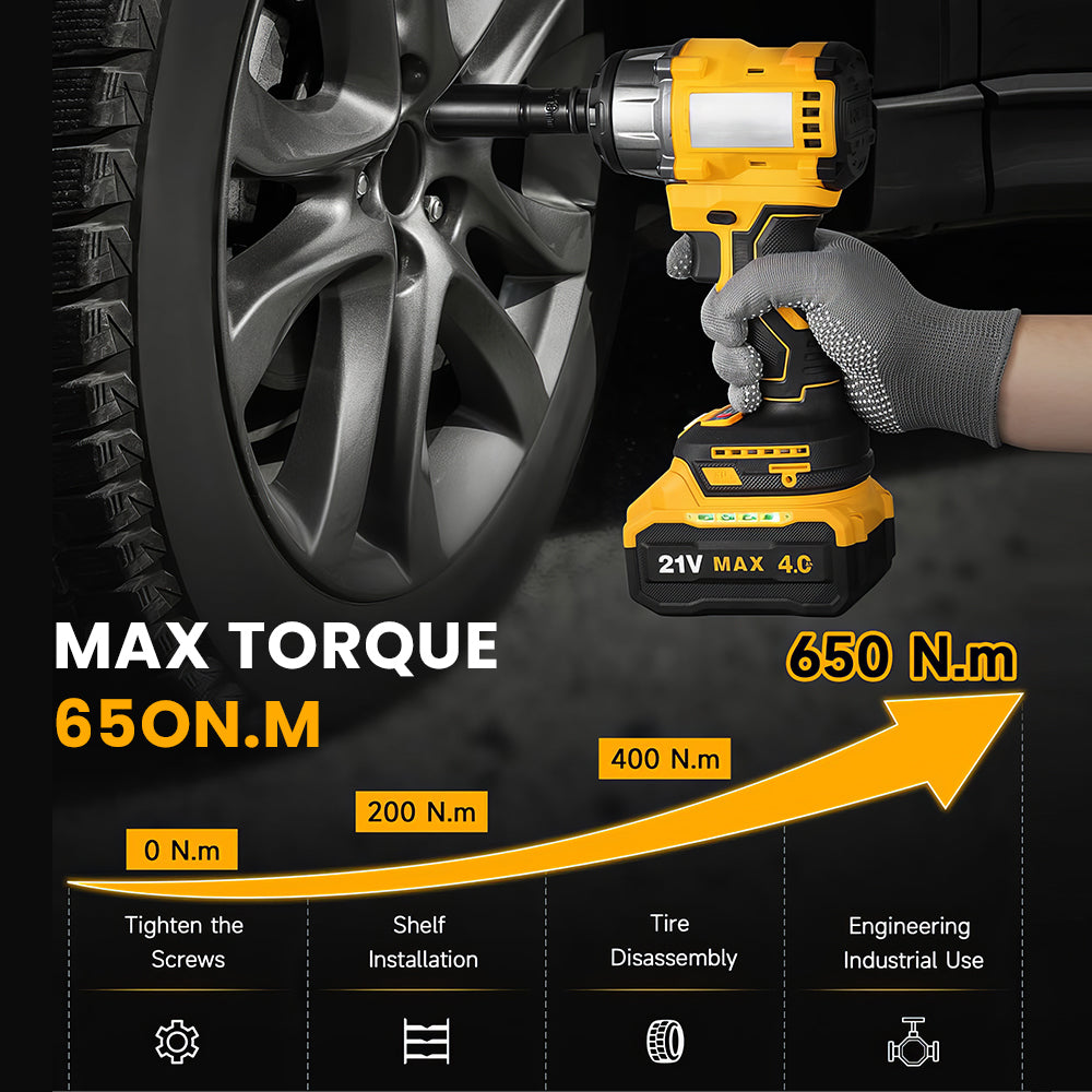 Cordless Impact Wrench 479Ft lbs High Torque 1/2 Inch with Battery
