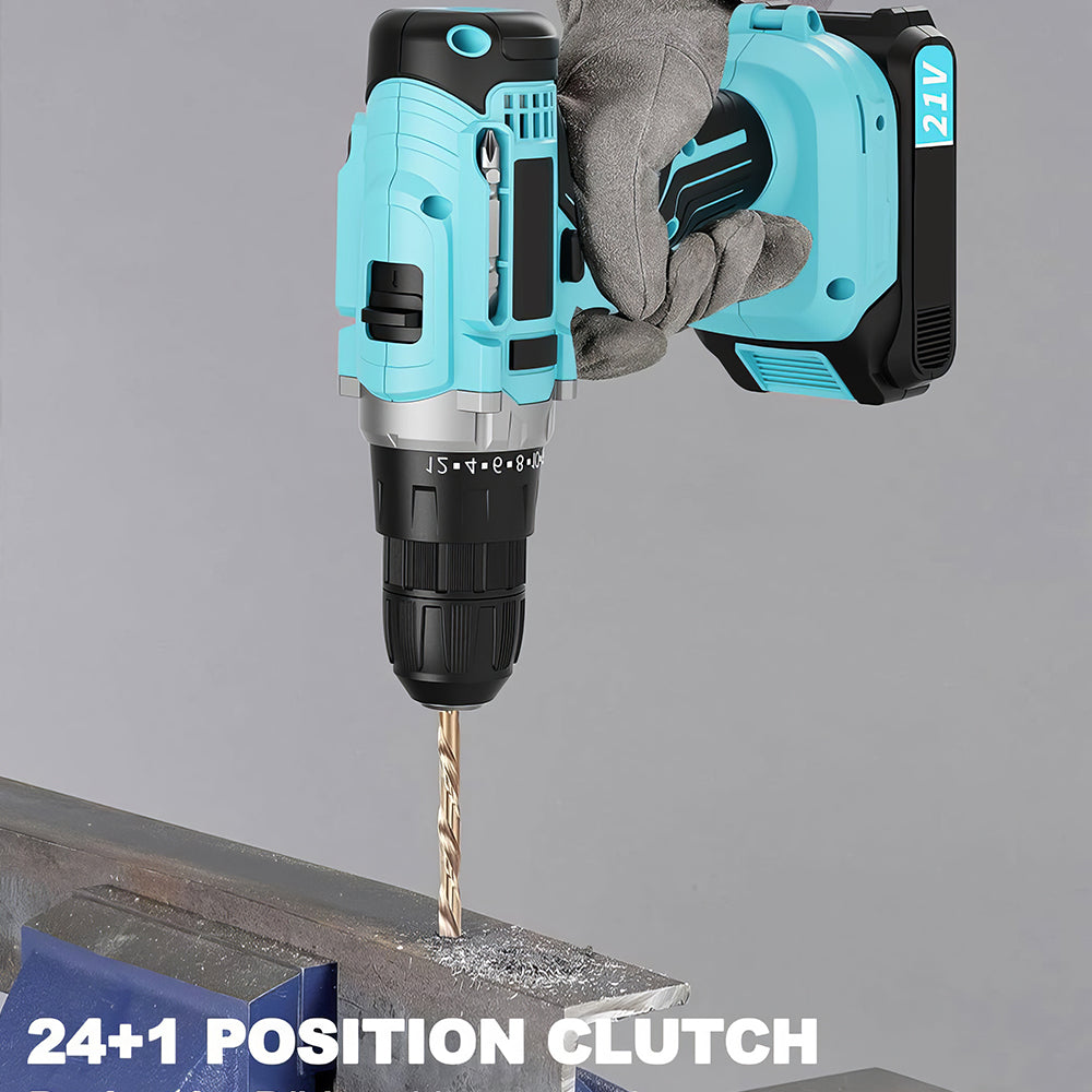 Cordless Handheld Power Drill Set 21V with Battery Fast Charger and 65 Accessories