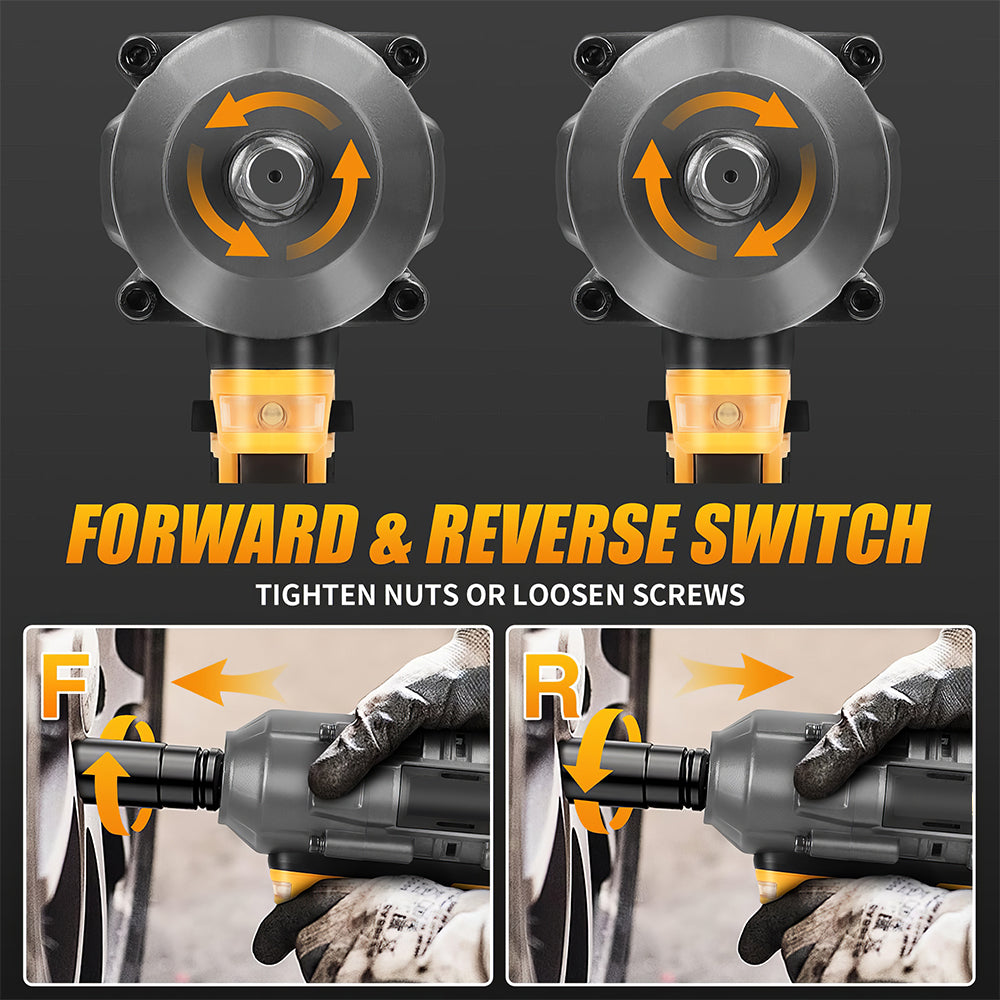 Cordless Impact Wrench 20V 1200Nm Brushless 12 Drive with LED Light