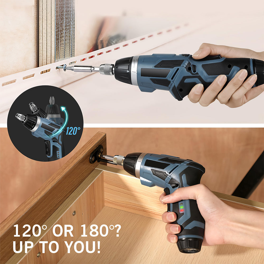 Cordless Electric Screwdriver 4V Rechargeable with LED and 11 Bits