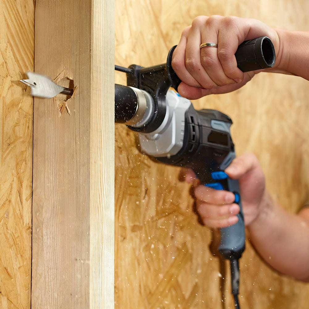 Corded Handheld Hammer Drill 7.5 Amp 1/2-Inch with 6 Bits, Depth Gauge & Auxiliary Handle