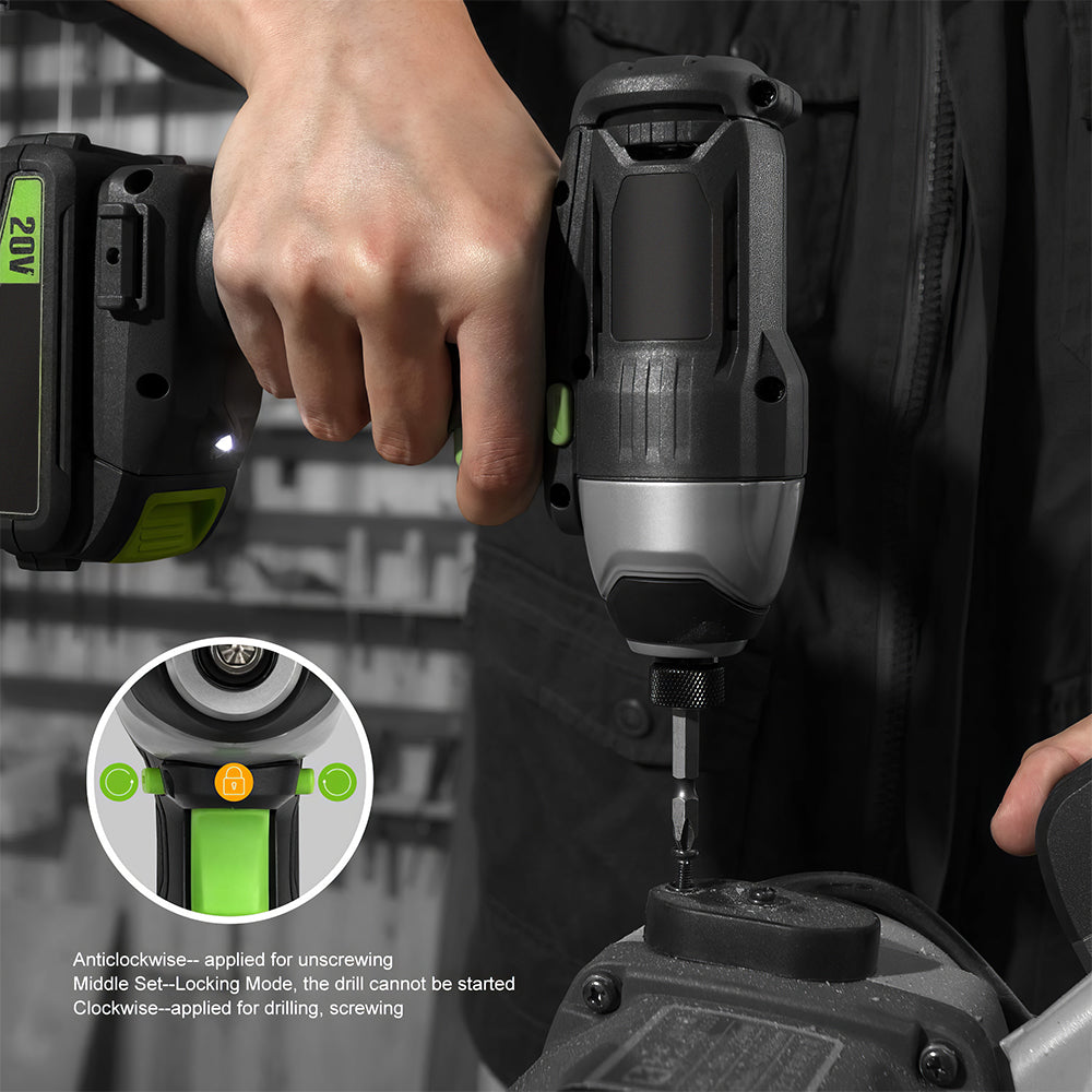 Cordless Impact Driver 20V 14 Inch Hex Quick Change with Battery