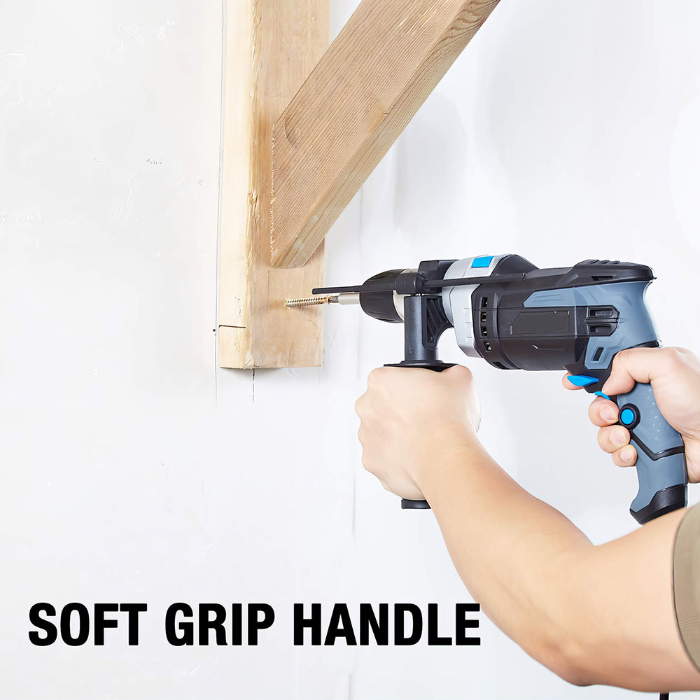 Corded Handheld Hammer Drill 7.5 Amp 1/2-Inch with 6 Bits, Depth Gauge & Auxiliary Handle