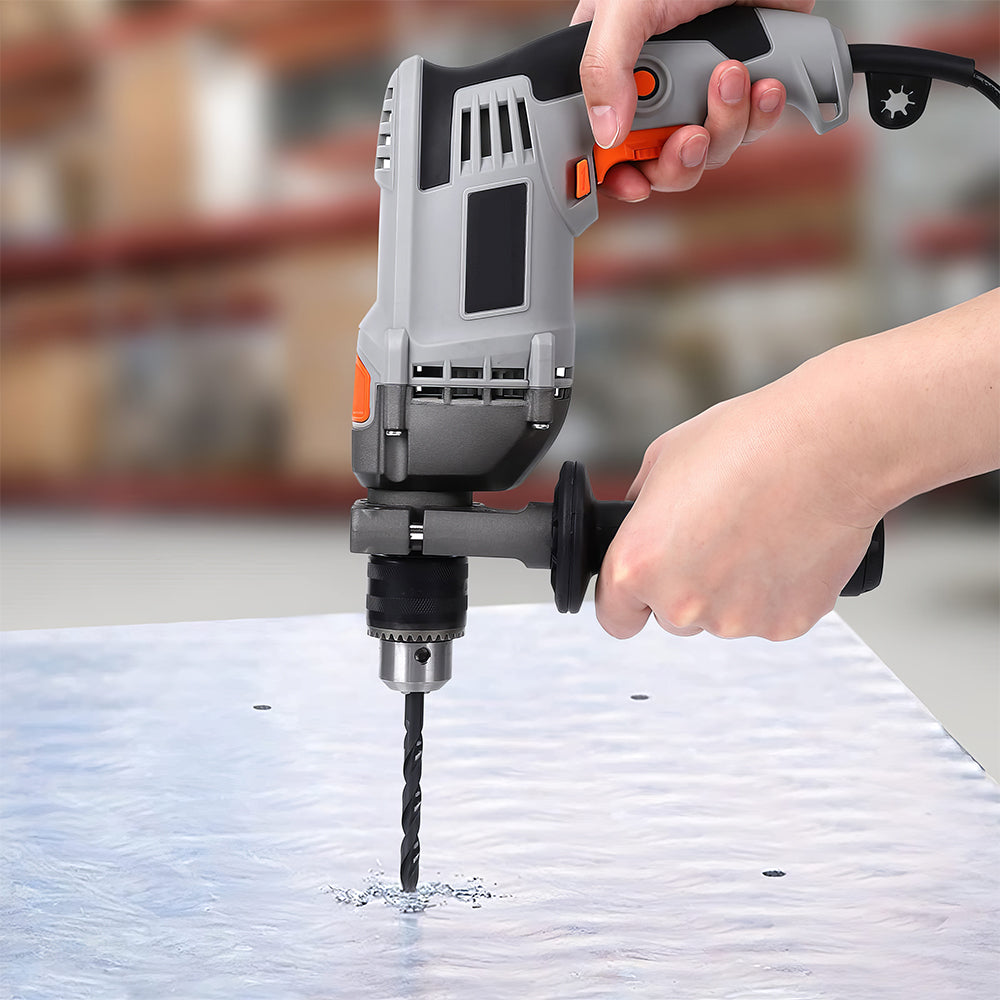 Handheld Corded Hammer Drill with 15 Bits and Toolbox